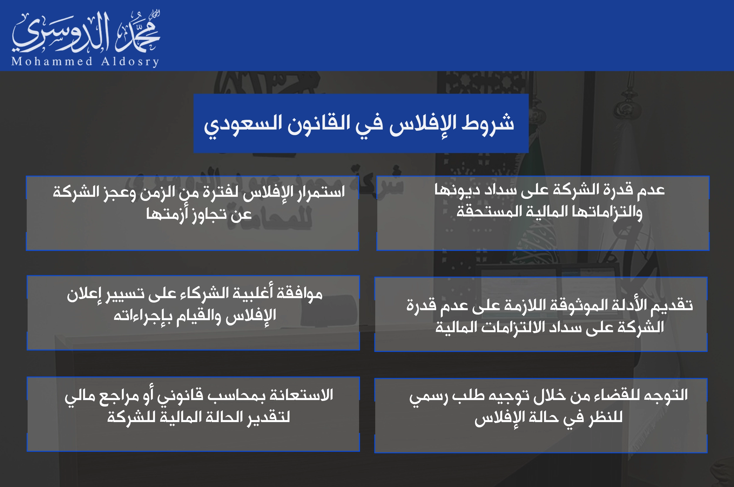 شروط الإفلاس في القانون السعودي