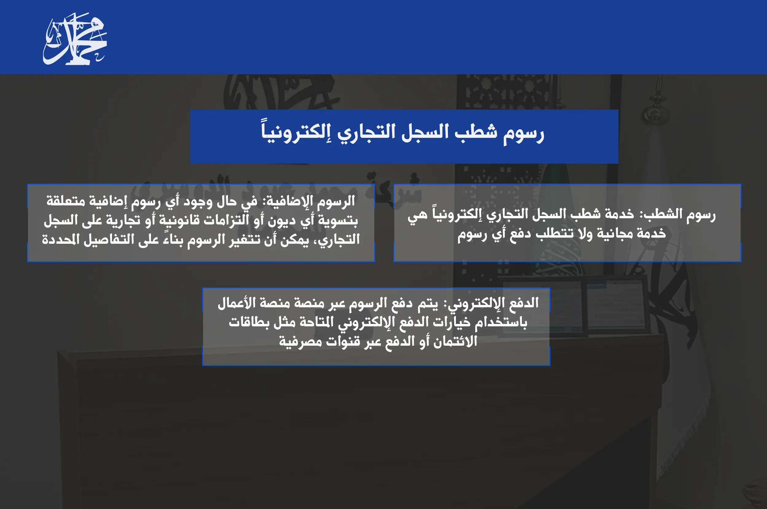 رسوم شطب السجل التجاري إلكترونياً